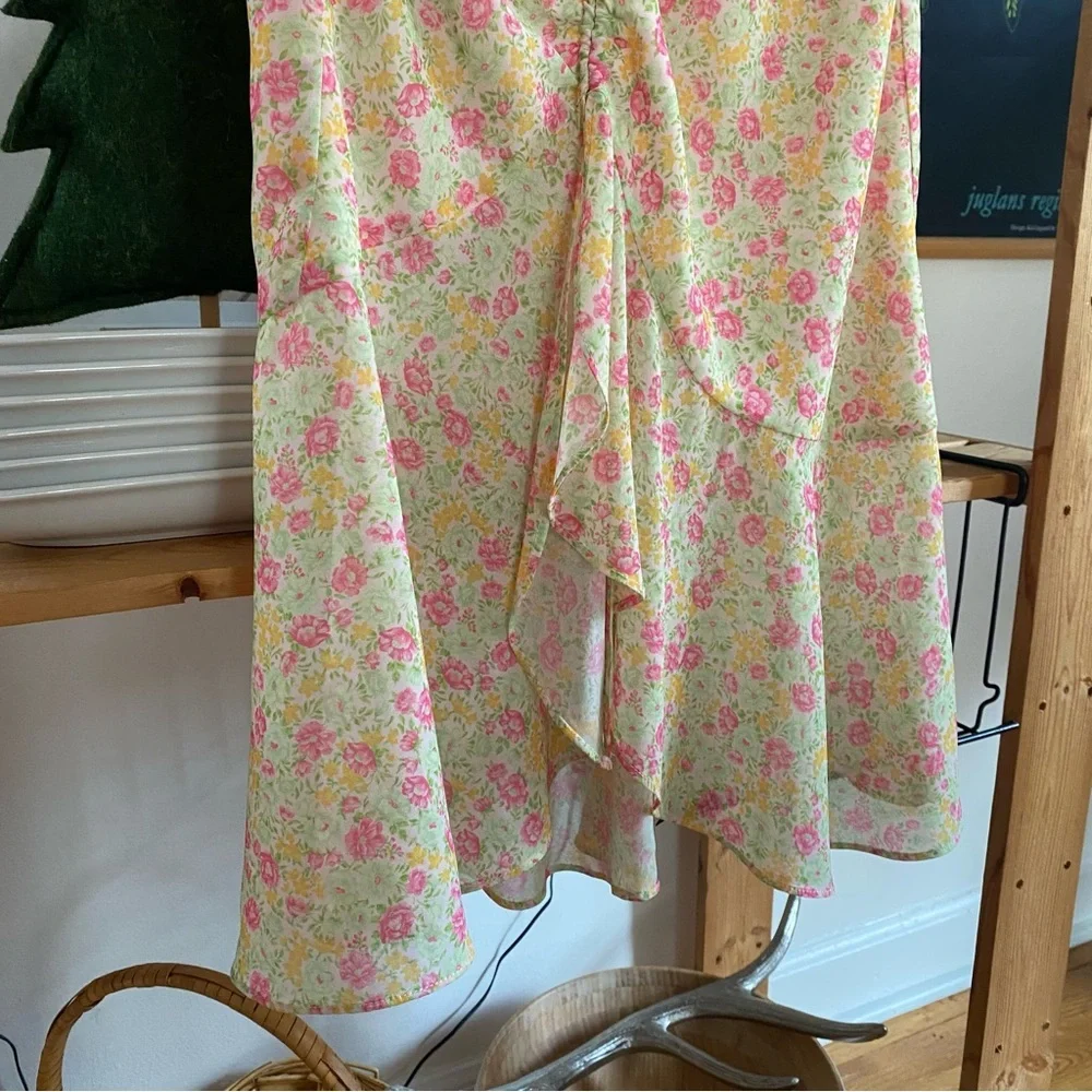 REVOLVE Majorelle Elaine Midi Dress Floral Pink Lemonade Multi XS - Picture 8 of 16